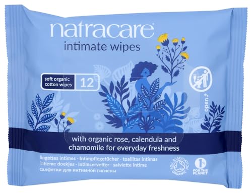 Natracare Personal Cleansing Wipes - Soft, Alcohol-Free, Biodegradable - 72 Total Wipes