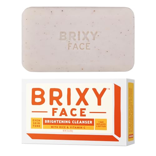 BRIXY Facial Cleansing Bar - Gentle Exfoliation, Supports Skin Barrier - Rice Powder, 4.5oz