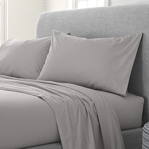 EcoPure Organic Comfort Wash King Sheet Set - 100% GOTS Organic Cotton, Light Gray - 3 Pieces