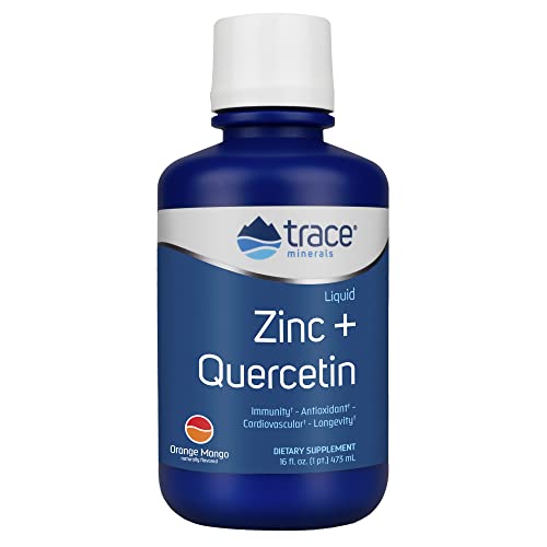 Trace Minerals Liquid Zinc + Quercetin - Immune Support, Natural Orange Mango Flavor - 16 fl oz