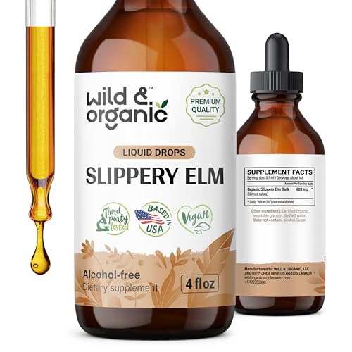 Wild & Organic Slippery Elm Drops - Lung & Digestive Support, Alcohol-Free - 4oz