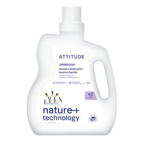 ATTITUDE Liquid Laundry Detergent - EWG Verified, Vegan, Lavender Scent - 40 Loads, 67.6 Fl Oz