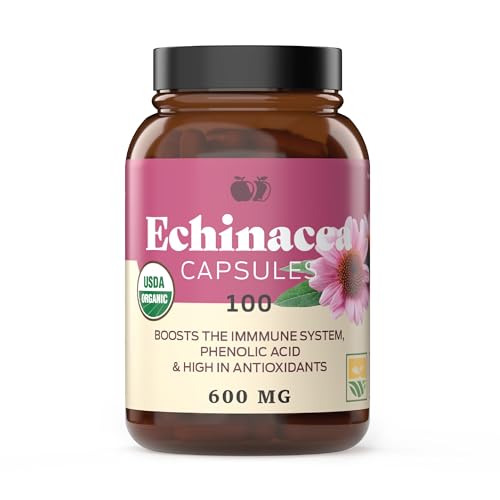 Complete Natural Products Echinacea Capsules - Herbal Immune Support, 600mg, 100 Veggie Pills