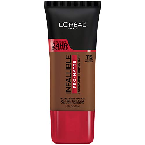 L'Oreal Paris Infallible Pro-Matte Foundation - Longwear, Demi-Matte Finish, Rich Ebony - 1 fl oz