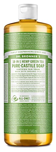 Dr. Bronner's Green Tea Liquid Castile Soap - Reduces Redness, Antioxidant Rich - 32oz