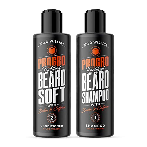 Wild Willies Beard Shampoo & Conditioner Kit - Biotin & Caffeine for Growth & Hydration - 4oz