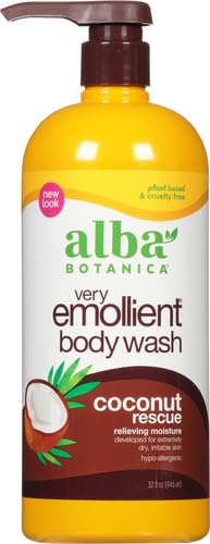 Alba Botanica Body Wash - Quick Relief for Dry Skin & Eczema, Natural Coconut Oil - 32oz