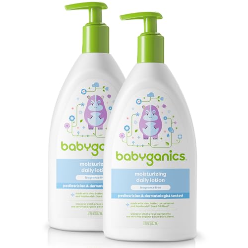 Babyganics Daily Lotion - Fragrance-Free, Non-Allergenic, Organic Oils - 17 Fl Oz (Pack of 2)