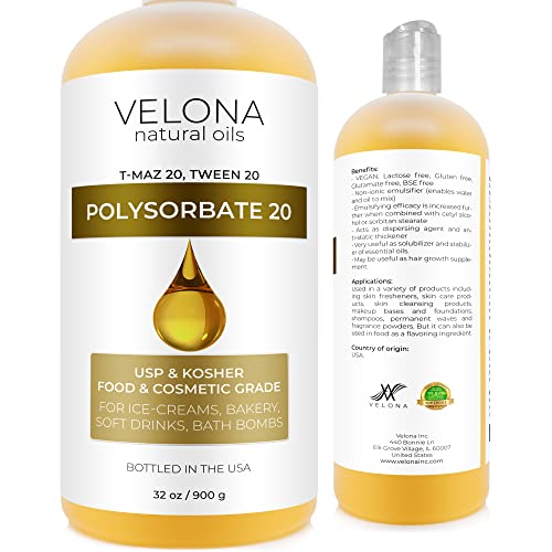 Velona Polysorbate 20 Emulsifier - All-Natural Solubilizer for Food & Skin Care - 32 Fl Oz