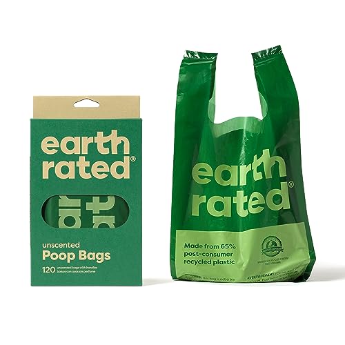 Earth Rated Pet Waste Bags - Leakproof, Extra Wide, 65% Recycled Plastic, 120 Bags