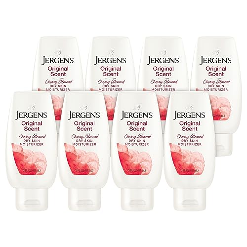 Jergens Body Lotion - Long-Lasting Moisture, Cherry Almond Scent, Dermatologist Tested - 3oz, 8 Pack