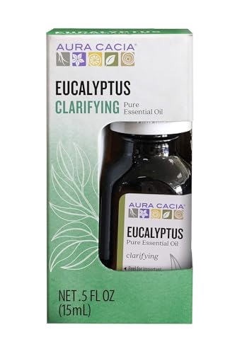 Aura Cacia Eucalyptus Essential Oil - Brisk Aroma for Cold Care, 0.5 Ounce Box