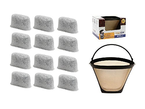 GoldTone Coffee Filter Set - Enhances Flavor, 12 Charcoal Filters, Fits Cuisinart 8-12 Cups