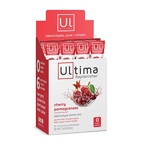 Ultima Replenisher Electrolyte Hydration Powder - Zero Sugar, Vegan, 20 Cherry Pomegranate Packets