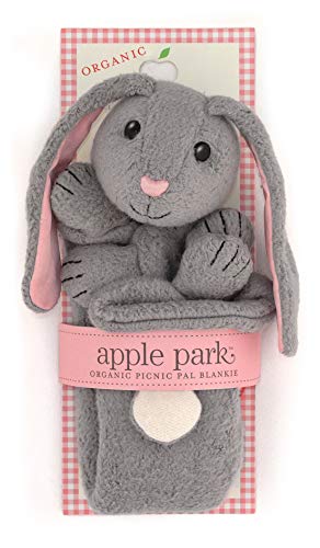 Apple Park Bunny Blankie - Cozy Organic Cotton, Hypoallergenic, Heirloom Quality - 15x12x4in