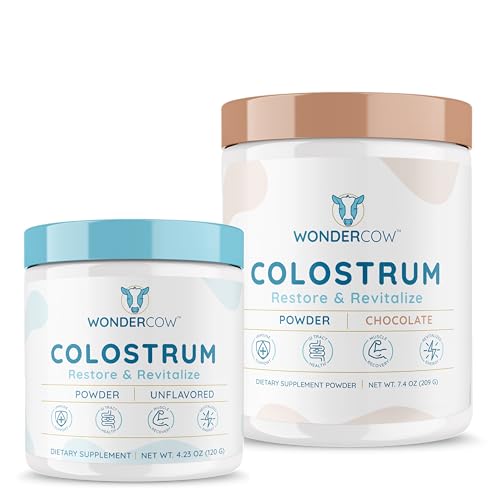 WONDERCOW Colostrum Supplement - Immune Support, Whole Colostrum, Unflavored & Chocolate - 16oz