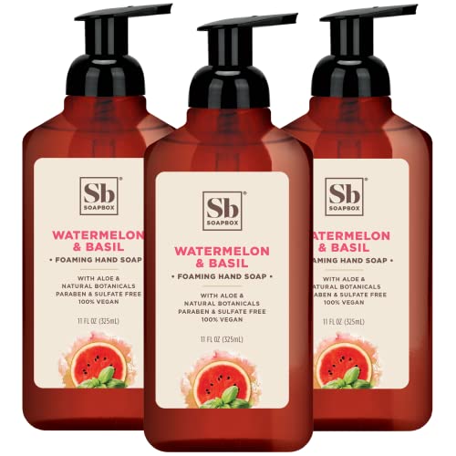 Soapbox Foaming Hand Soap - Refreshing Watermelon & Basil, Vegan & Paraben-Free - 3 Pack, 11oz