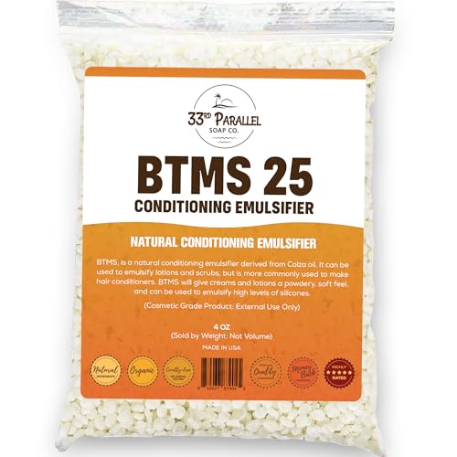 33RD PARALLEL BTMS 25 Conditioning Emulsifier - Softens Hair & Skin, Organic Quality - 4 oz