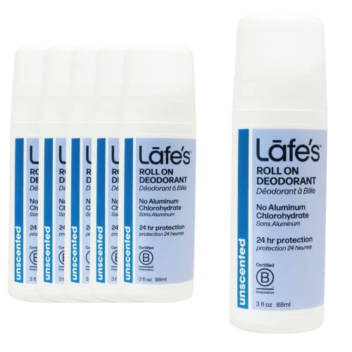 Lafe's Natural Deodorant - 24-Hour Protection, Vegan & Cruelty-Free - Unscented, 6 Pack, 3oz