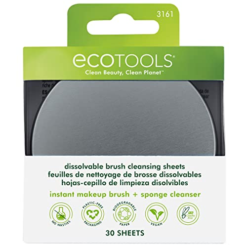 EcoTools Makeup Brush Cleaner - Removes Makeup & Impurities, Vegan, Travel Size - 30 Sheets