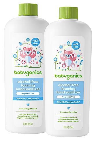 Babyganics Foaming Hand Sanitizer Refill - Kills 99.9% Bacteria, Alcohol-Free, 16 Fl Oz (2 Pack)