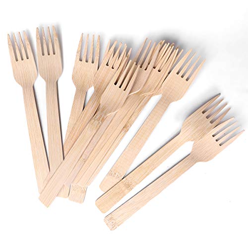 BANBU Bamboo Disposable Forks - 100% Compostable, Chemical-Free, 6.7" for Travel & Events