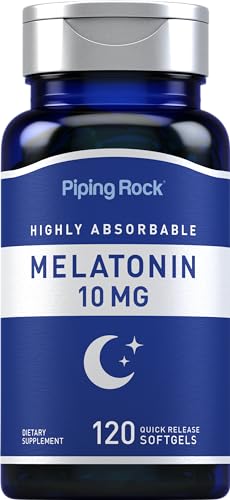 Piping Rock Melatonin 10mg - Advanced Sleep Support, Non-GMO, Gluten Free - 120 Softgels