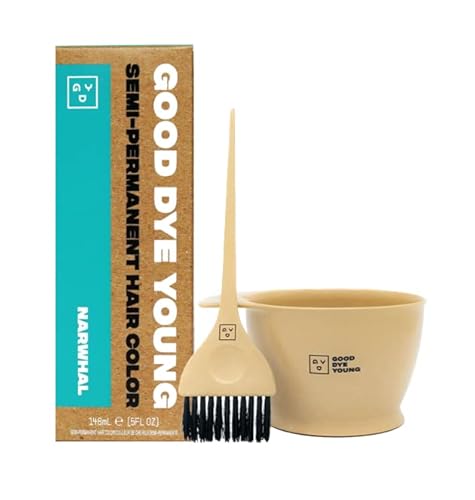 Good Dye Young Hair Dye Kit - Vibrant Teal Color, Nourishing Ingredients, Brush Included