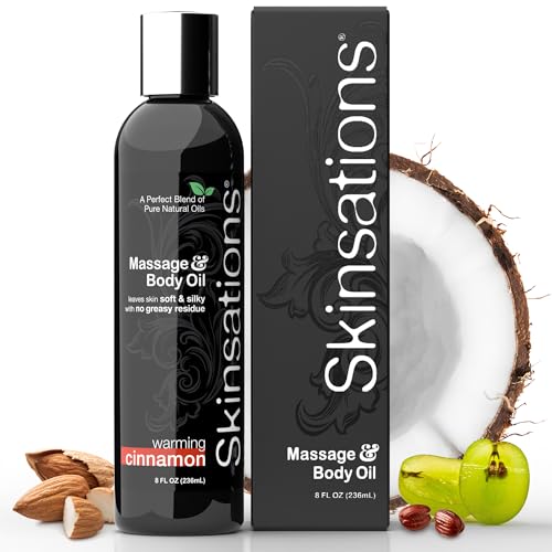 Skinsations Cinnamon Massage Oil - Relaxing Blend of Sweet Almond & Jojoba, 8oz