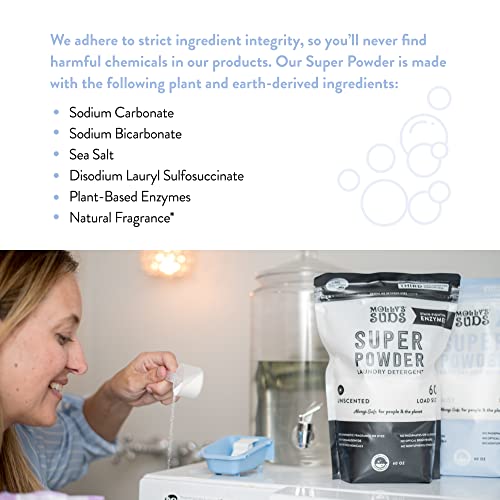 Molly's Suds Super Powder Detergent - Stain Fighting, Sensitive Skin, Earth-Derived - 60 Loads