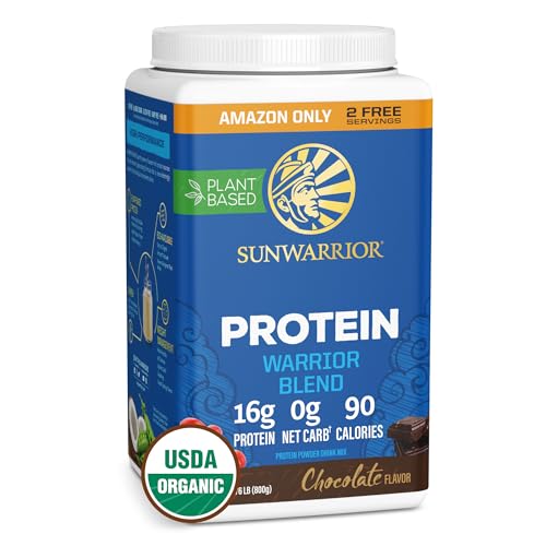 Sunwarrior Protein Powder - Plant-Based BCAA Blend, USDA Organic, Non-GMO - Chocolate, 32 Servings