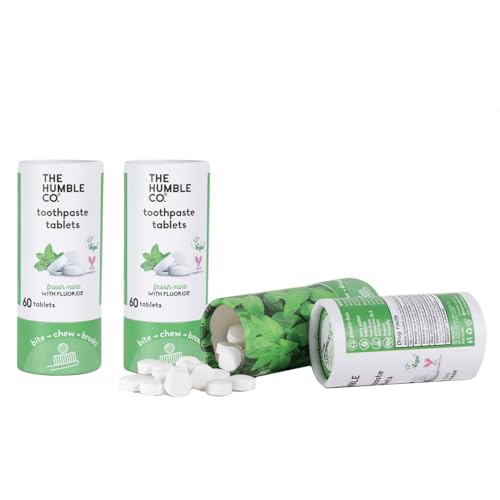 The Humble Co. Mint Toothpaste Tablets - Anticavity, Vegan & Natural, Plastic-Free - 180 Count