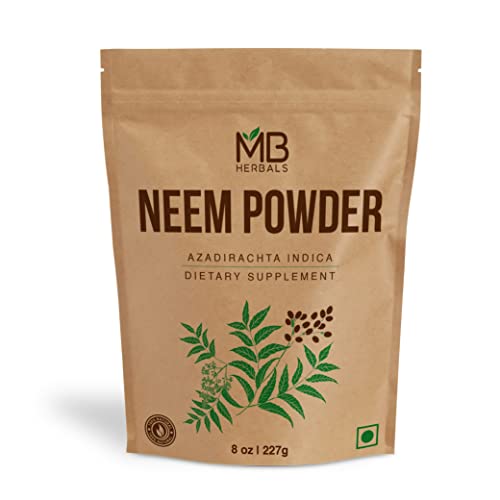 MB Herbals Neem Herbal Supplement - Pure Wildcrafted Leaf Powder for Skin & Hair - 8oz