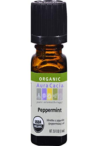 Aura Cacia Peppermint Essential Oil - 100% Pure, Certified Organic, GC/MS Tested - 7.4ml