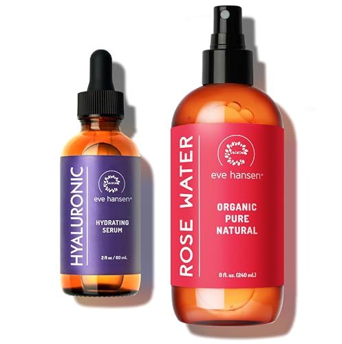 Eve Hansen Skin Care Set - Hydrating Rose Water & Hyaluronic Acid for Radiant Skin - 10oz