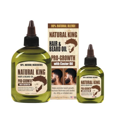 Natural King Pro-Growth Beard Oil - Boosts Hair Growth, Moisturizes & Protects - 7.1oz & 2.5oz Set