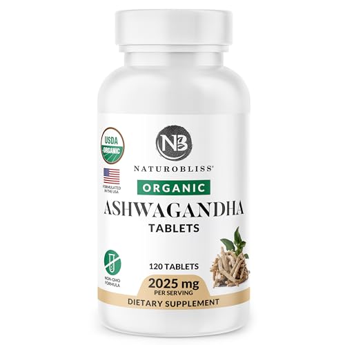 NaturoBliss Ashwagandha Herbal Supplement - Stress Relief & Antioxidant Support, 120 Tablets