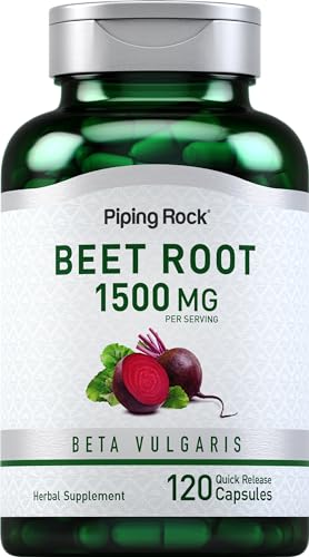 Piping Rock Beet Root Capsules 1500mg - Non-GMO, Gluten Free, Therapeutic Grade - 120 Count