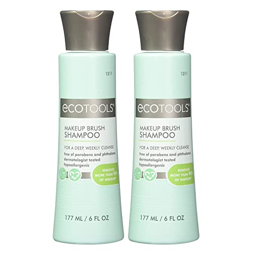 Ecotools Makeup Brush Cleanser - Gentle Plant-Based, Hypoallergenic Formula - 2 Pack, 6oz Each