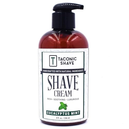 Taconic Shave Natural Shaving Cream - Moisturizing, Eucalyptus & Mint Scent - 8 oz Pump