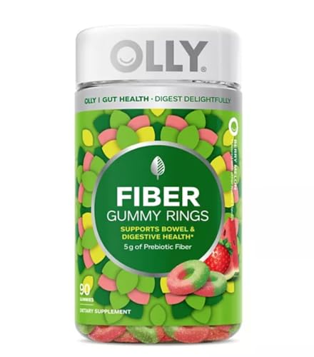 OLLY Fiber Gummy Rings - 5g Prebiotic Fiber for Digestive Health, Berry Melon Flavor - 60ct