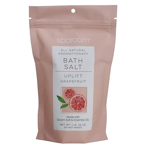 SpaRoom Aromatherapy Bath Salt - Uplifting Grapefruit Scent, Epsom Salt Benefits - 16 oz