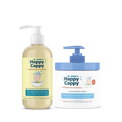 Happy Cappy Eczema Cream & Body Wash Bundle - Reduces Itching, Dermatologist Tested - 12oz