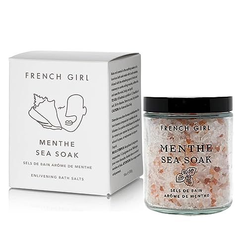 French Girl Mint Bath Salts - Epsom & Dead Sea Blend for Muscle Relief, Vegan - 10oz