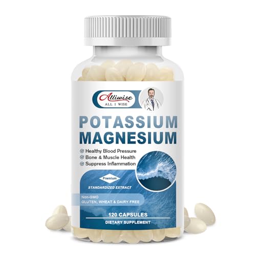 Premium Magnesium Potassium Supplement - Supports Muscle Relaxation & Mood, 120 Capsules