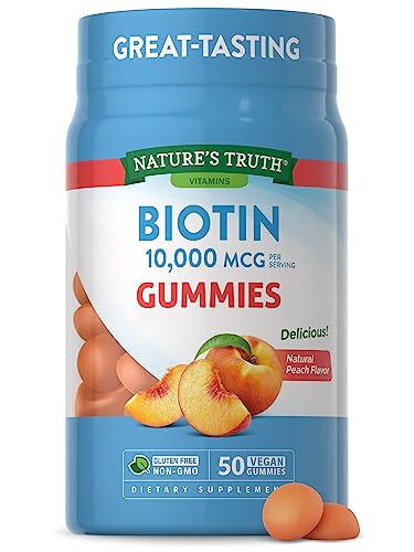 Nature's Truth Biotin Gummies - Supports Hair & Skin Health, Vegan, Non-GMO - 10,000mcg, 50 Count