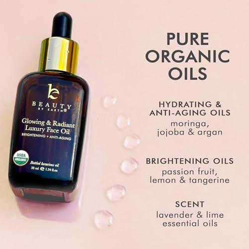 Beauty by Earth Organic Face Oil - Deep Hydration & Antioxidant Rich, Brightening - 1oz