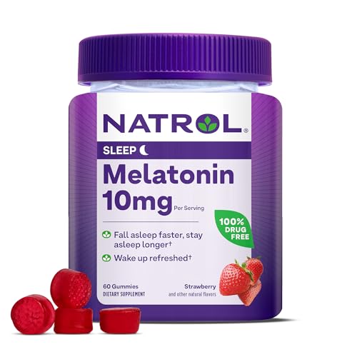 Natrol Melatonin Gummies - Sleep Support, Vegetarian & Non-GMO, Strawberry Flavor - 60 Count