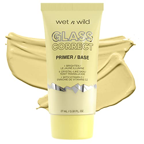 wet n wild Glass Skin Correct Primer - Brightens Complexion, Luminous Finish - 1oz