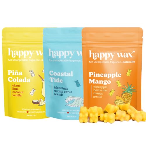 Happy Wax Beach Mix - Non-Toxic Soy Wax Melts, Long-Lasting Aroma, 6oz Pina Colada & More